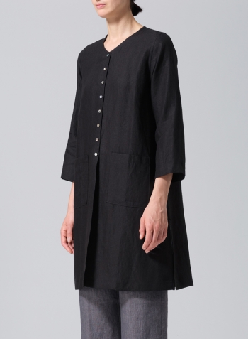 Black Linen Versatile Midi Top