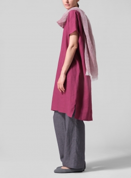 Linen Lightweight Design Burgundy Scarf