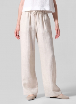 Linen Long Straight Pull-On Pants