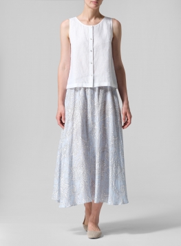 Linen Long Flared Skirt