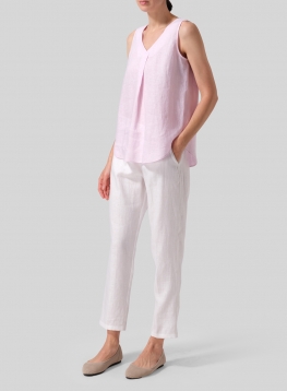 Linen Pleated Cross Front Top