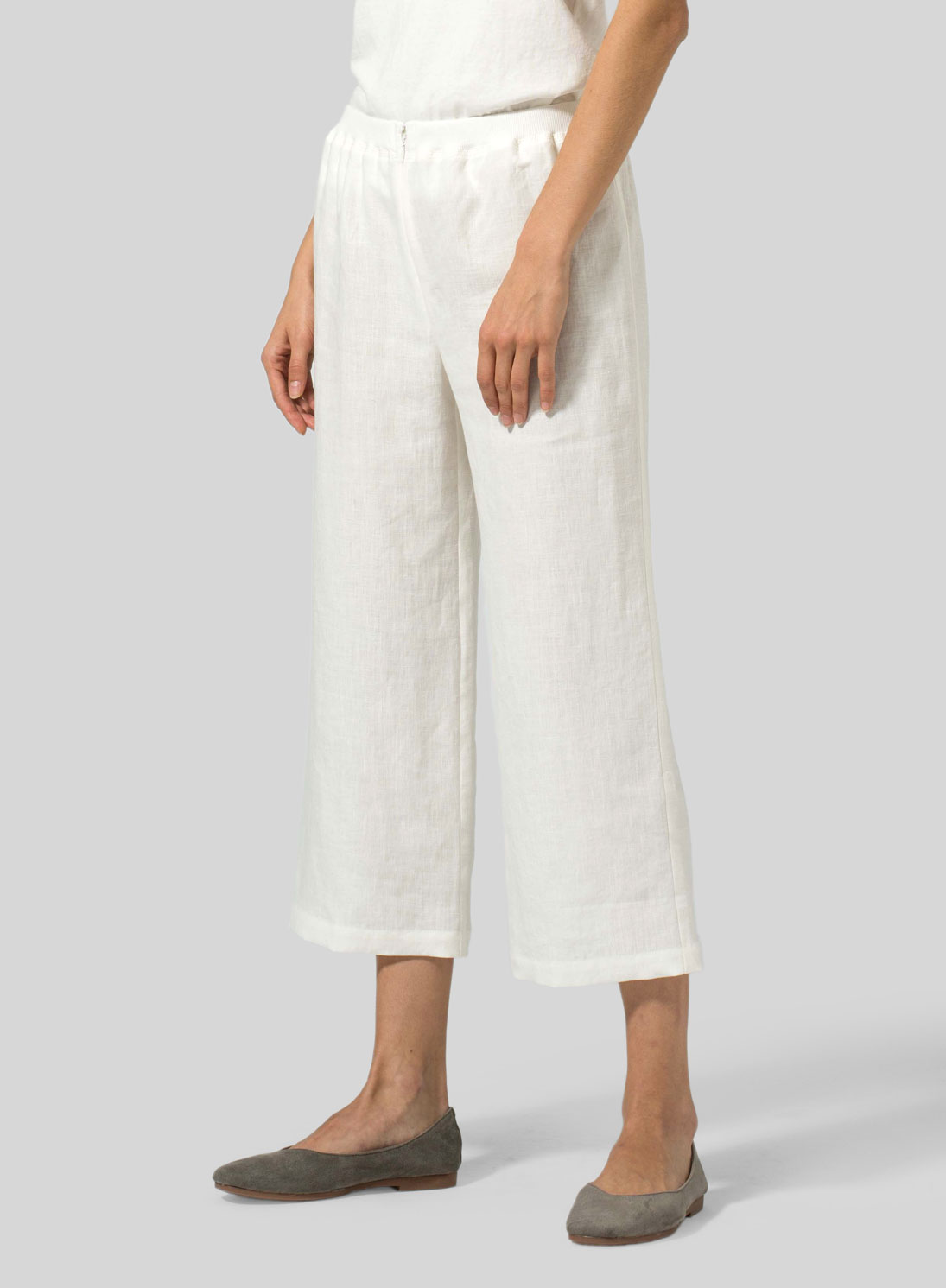 Linen Straight Leg Cropped Pants