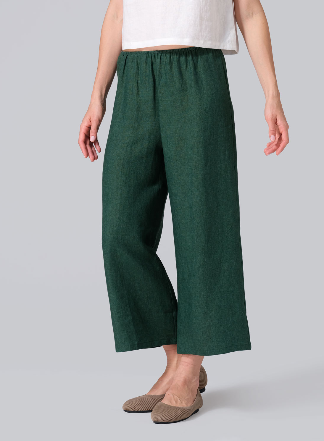 Linen Straight Cropped Pants