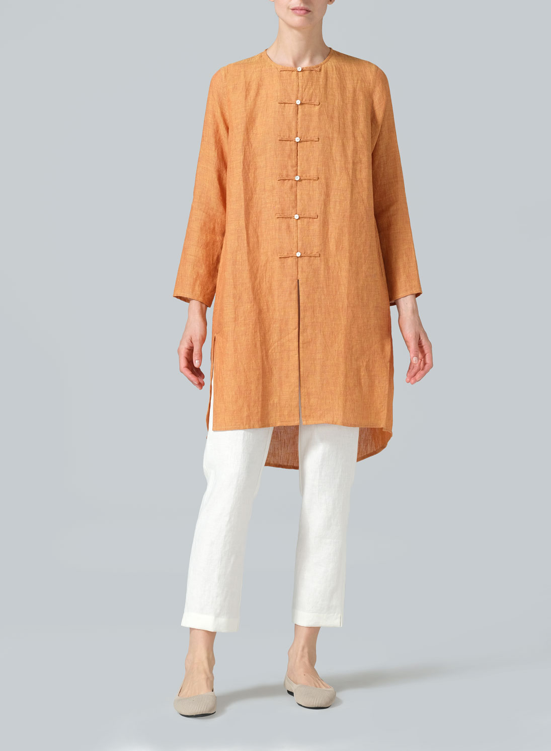 Linen Straight Cut Chinese Knot Tunic