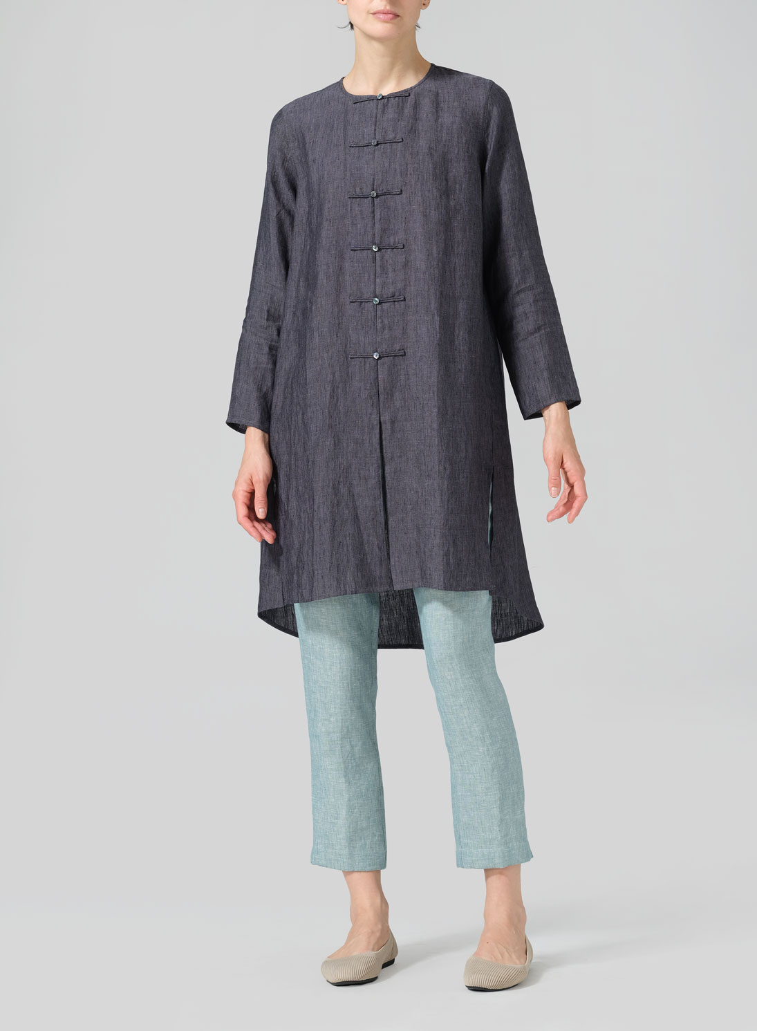 Linen Straight Cut Chinese Knot Tunic