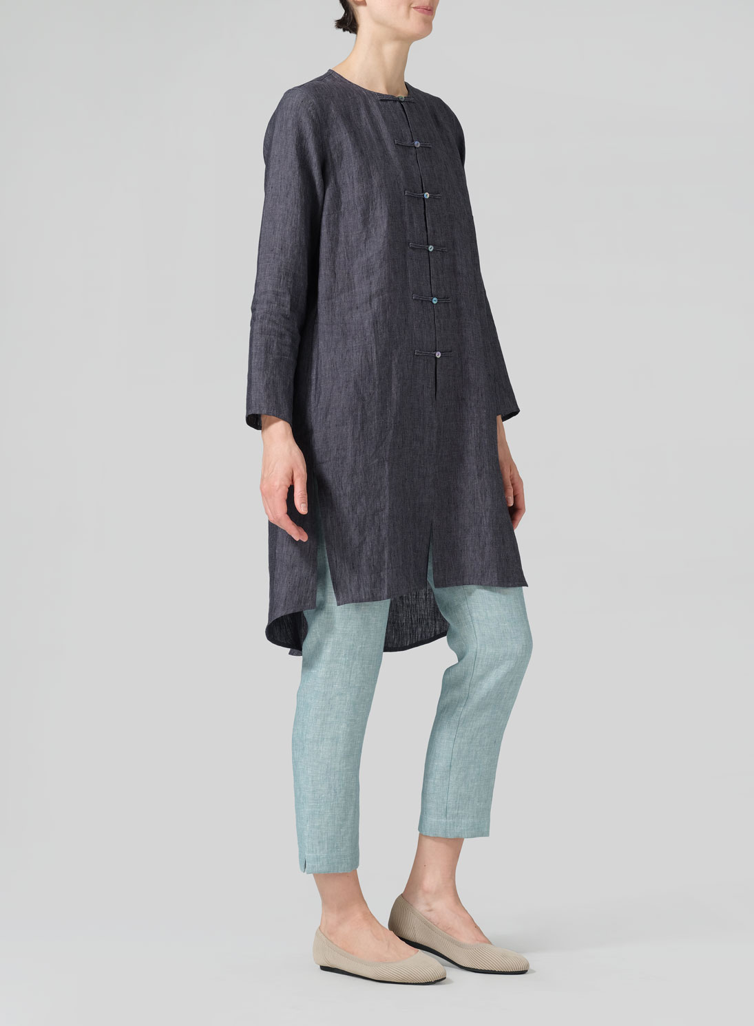 Linen Straight Cut Chinese Knot Tunic
