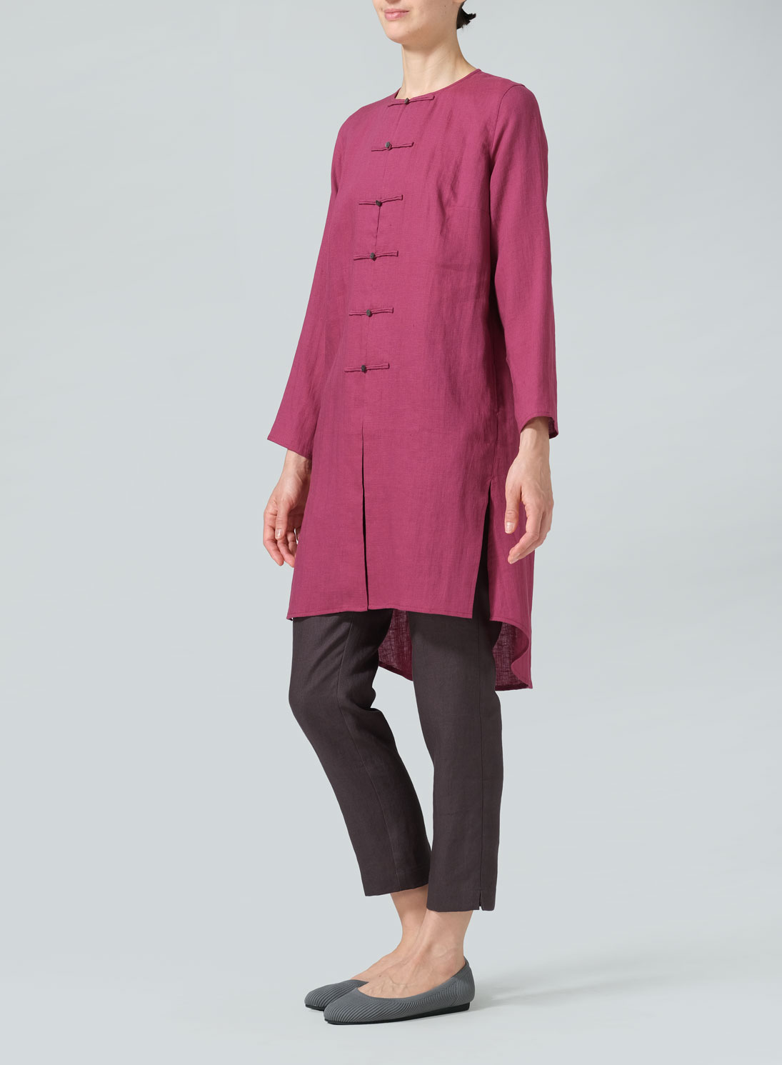 Linen Straight Cut Chinese Knot Tunic