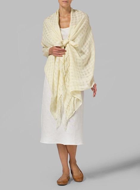 Linen Light Lime Tassel Scarf