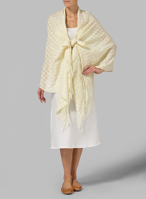 Linen Light Lime Tassel Scarf