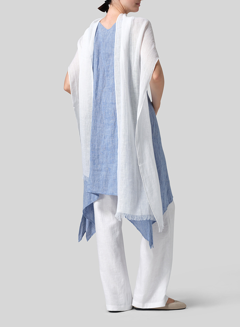 Linen Oblong White Scarf