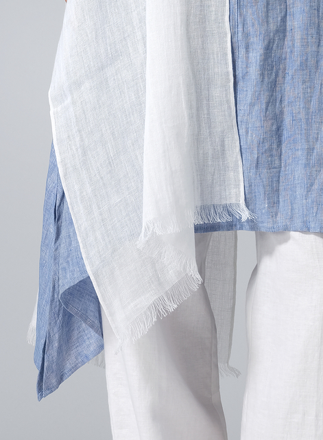 Linen Oblong White Scarf