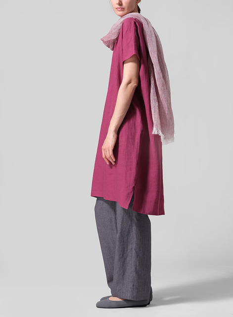 Linen Lightweight Design Burgundy Scarf