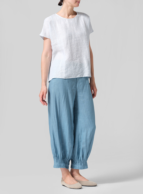 Linen French Sleeves Boxy Top