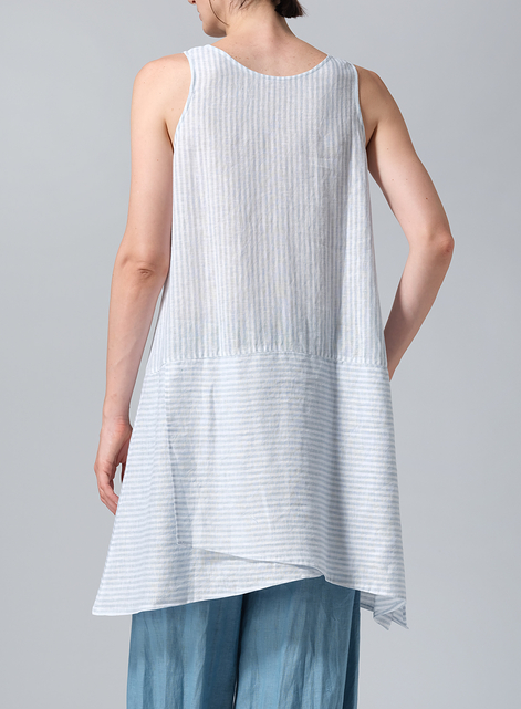 Linen Irregular Hem Midi-Length Sleeveless Top