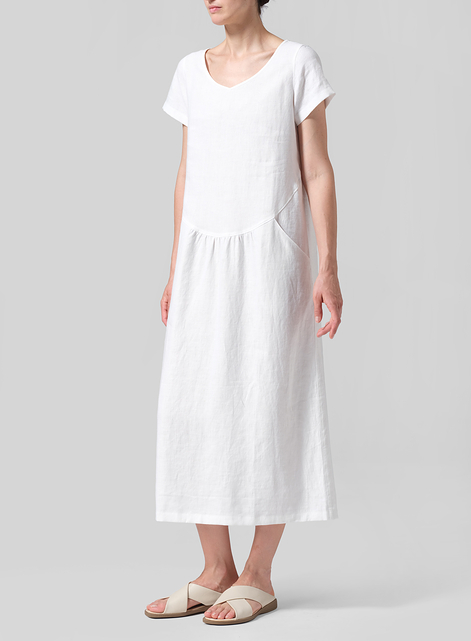 Linen Short Sleeve Dress