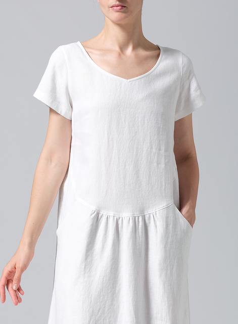 Linen Short Sleeve Dress