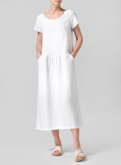 Linen Short Sleeve Dress