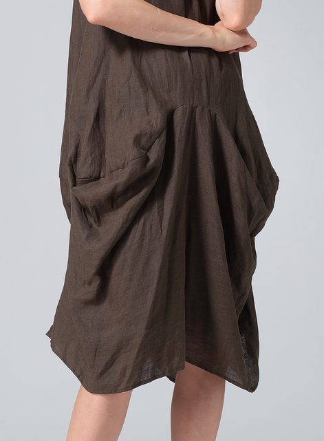 Linen Sleeveless Draped Dress