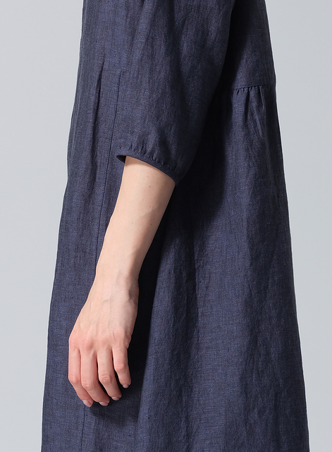 Linen A-Line Round Neck Dress