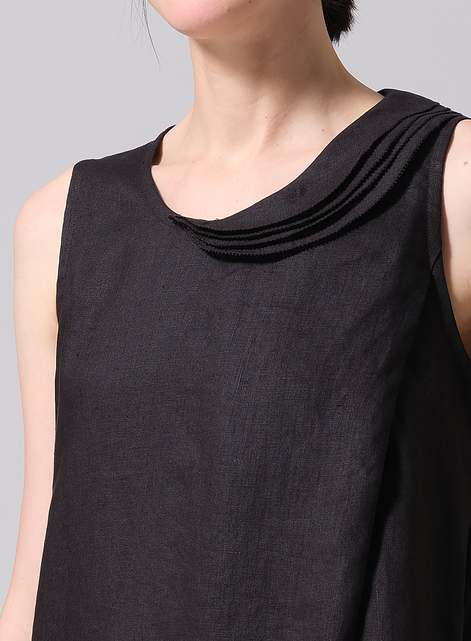 Linen Pleated A-Line Dress