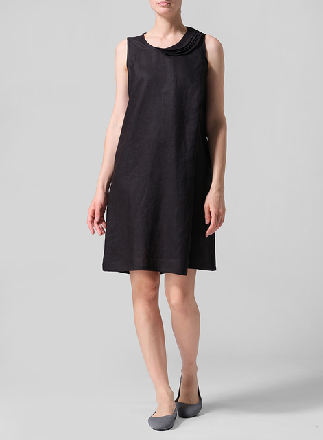 Linen Pleated A-Line Dress