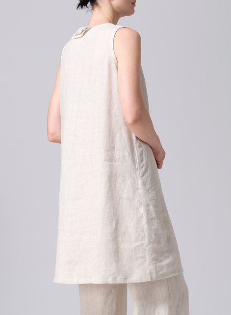 Linen Pleated A-Line Dress