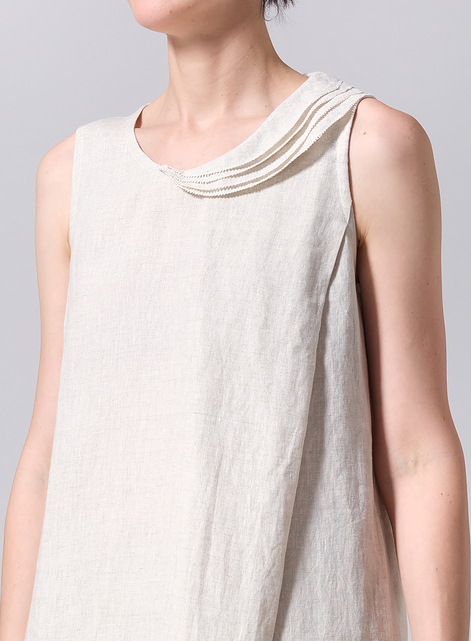 Linen Pleated A-Line Dress