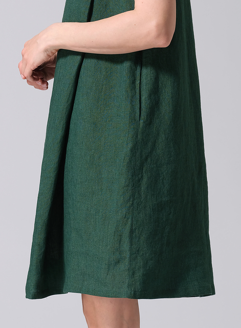 Linen Pleated A-Line Dress