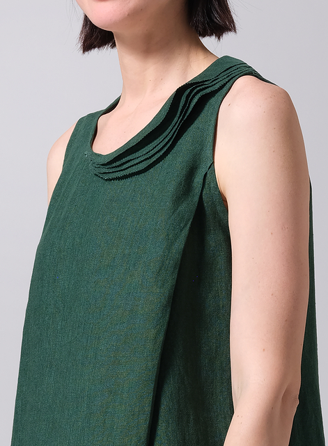 Linen Pleated A-Line Dress