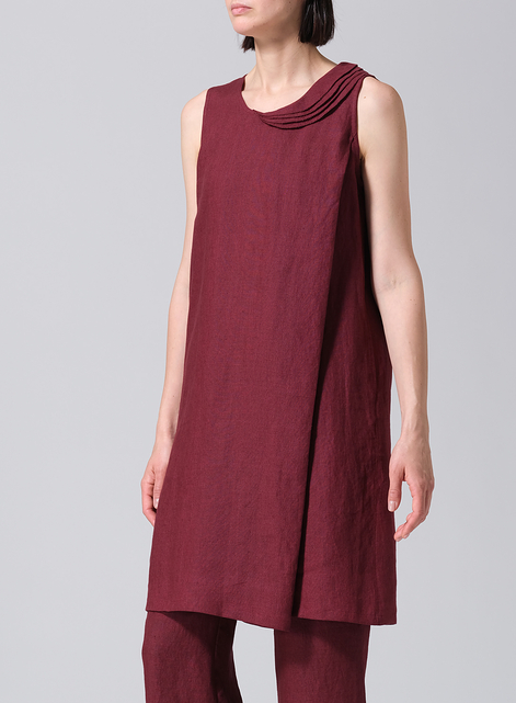 Linen Pleated A-Line Dress