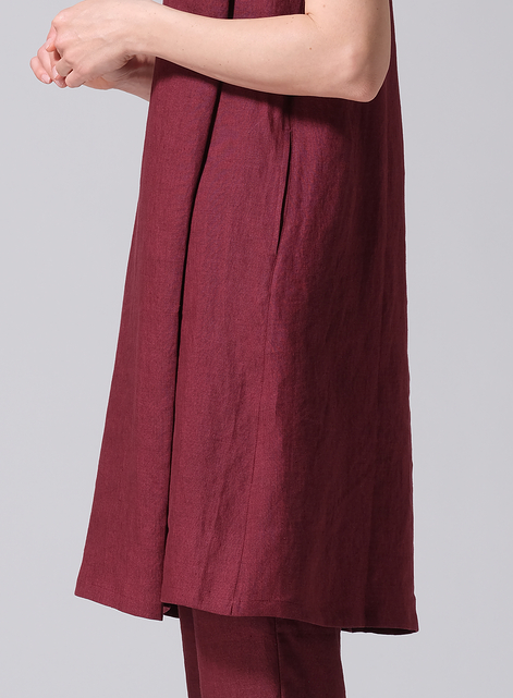 Linen Pleated A-Line Dress