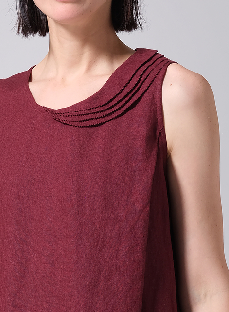 Linen Pleated A-Line Dress