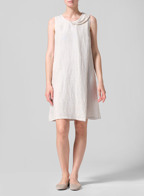 Linen Pleated A-Line Dress