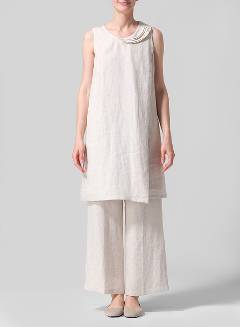 Linen Pleated A-Line Dress