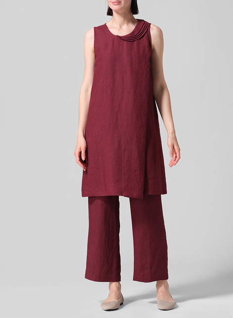 Linen Pleated A-Line Dress