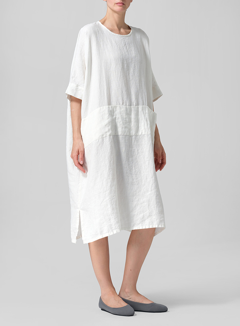 Linen Oversized Dolman Sleeve Dress