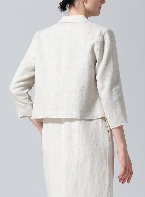 Linen Single Button Notch Lapel Blazer