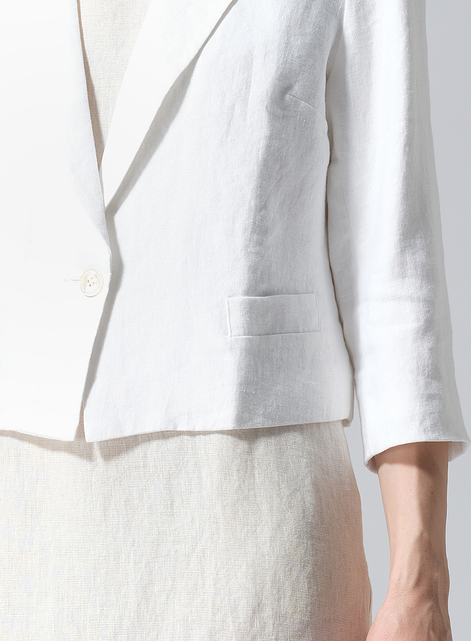 Linen Single Button Notch Lapel Blazer