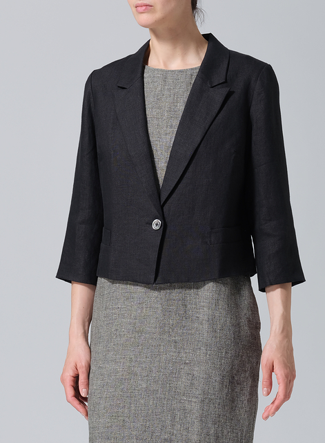 Linen Single Button Notch Lapel Blazer