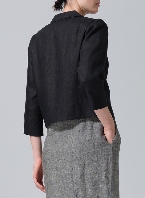 Linen Single Button Notch Lapel Blazer