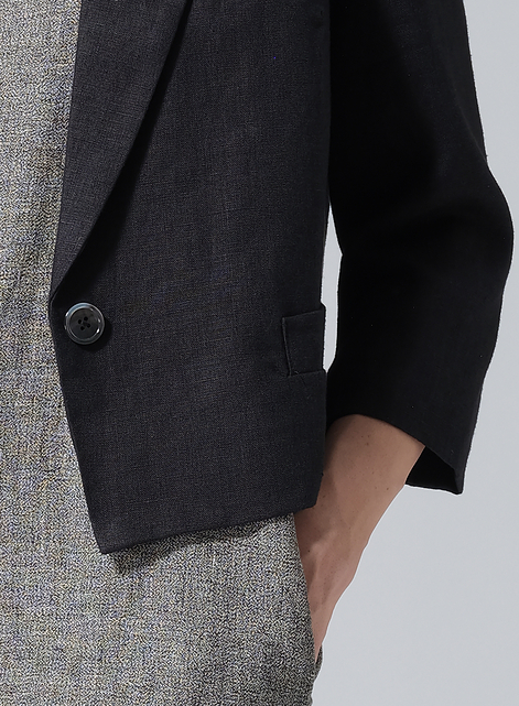 Linen Single Button Notch Lapel Blazer
