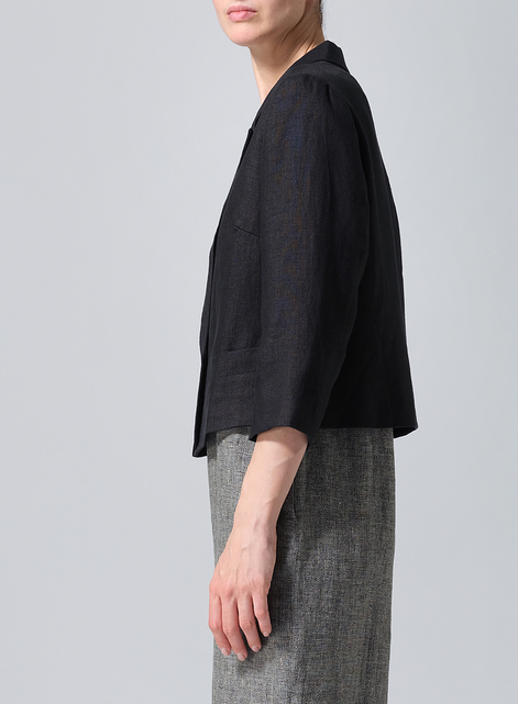 Linen Single Button Notch Lapel Blazer