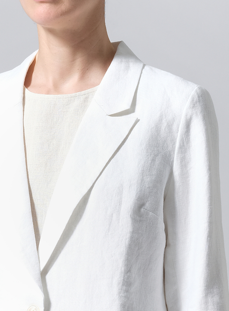 Linen Single Button Notch Lapel Blazer