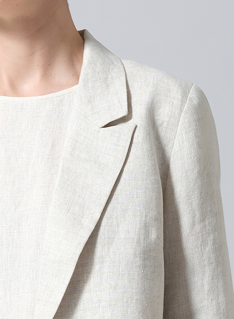 Linen Single Button Notch Lapel Blazer