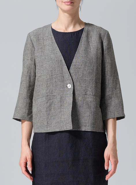 Linen Classic Single-Button Jacket