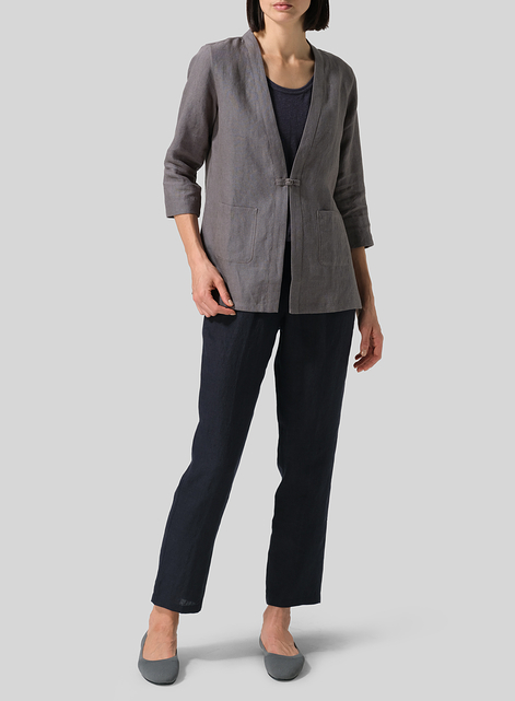 Linen One-Mandarin Button Jacket