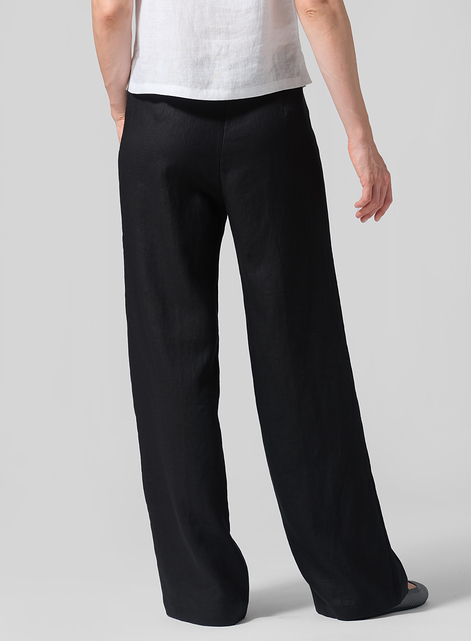 Linen Drawstring Straight Leg Extra-Long Pants