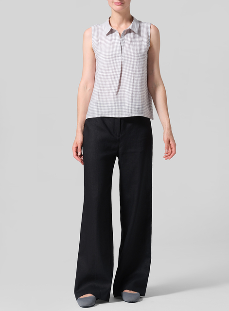 Linen Drawstring Straight Leg Extra-Long Pants
