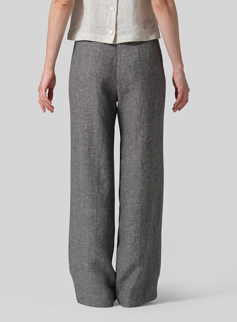 Linen Drawstring Straight Leg Extra-Long Pants