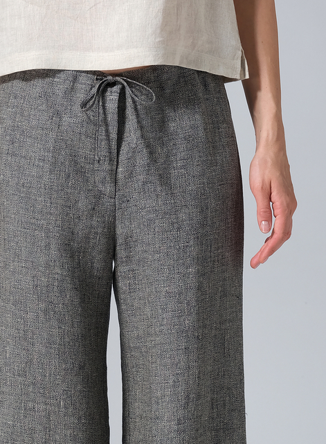 Linen Drawstring Straight Leg Extra-Long Pants